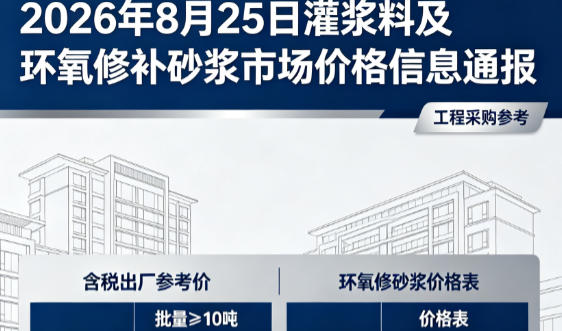 太仆寺2026年8月25日灌浆料及环氧修补砂浆市场价格信息通报